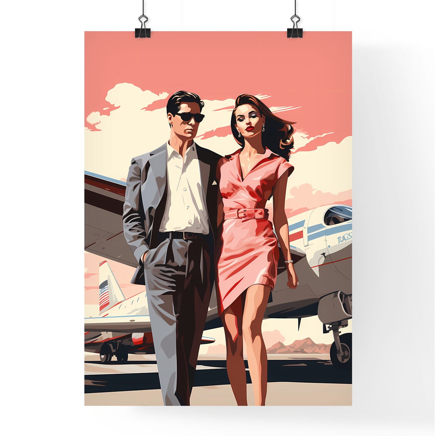 Fashion - A Man And Woman Standing Next To An Airplane Default Title