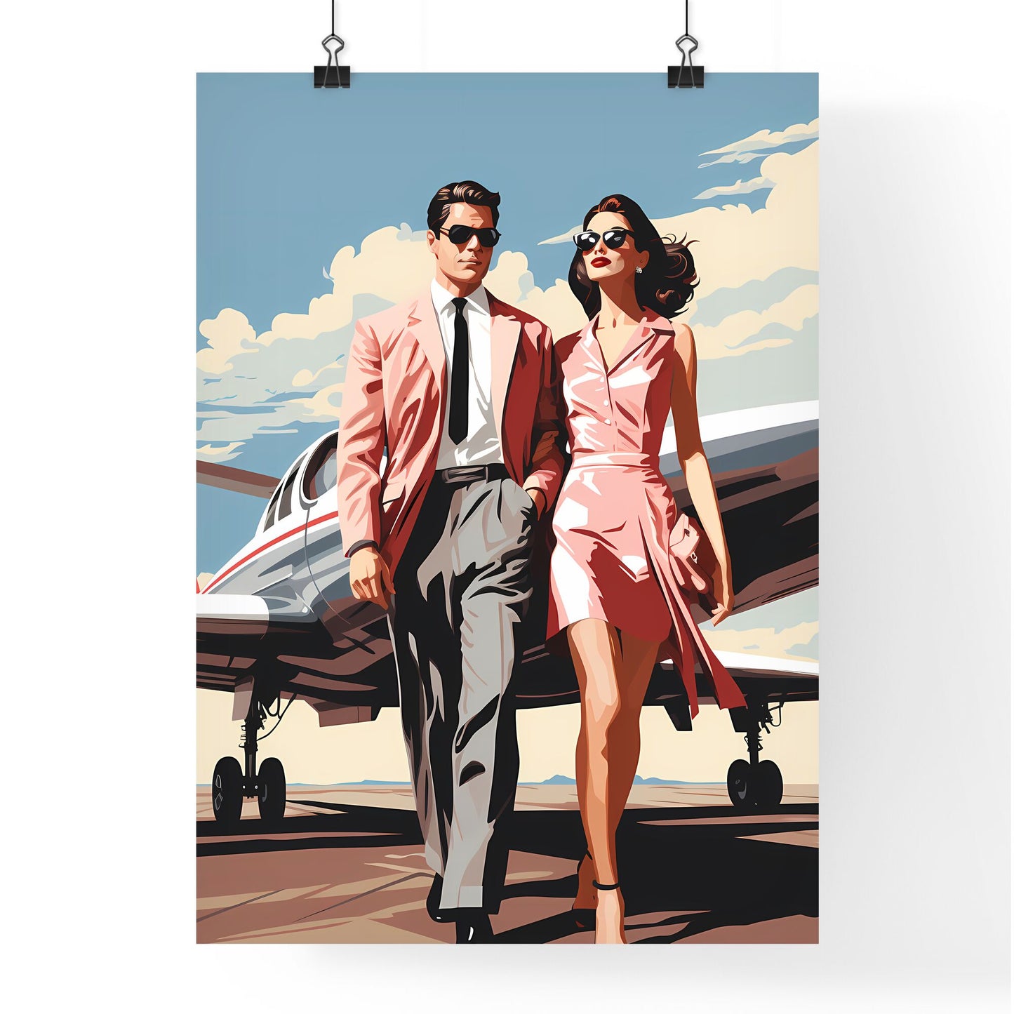 Fashion - A Man And Woman Standing Next To An Airplane Default Title