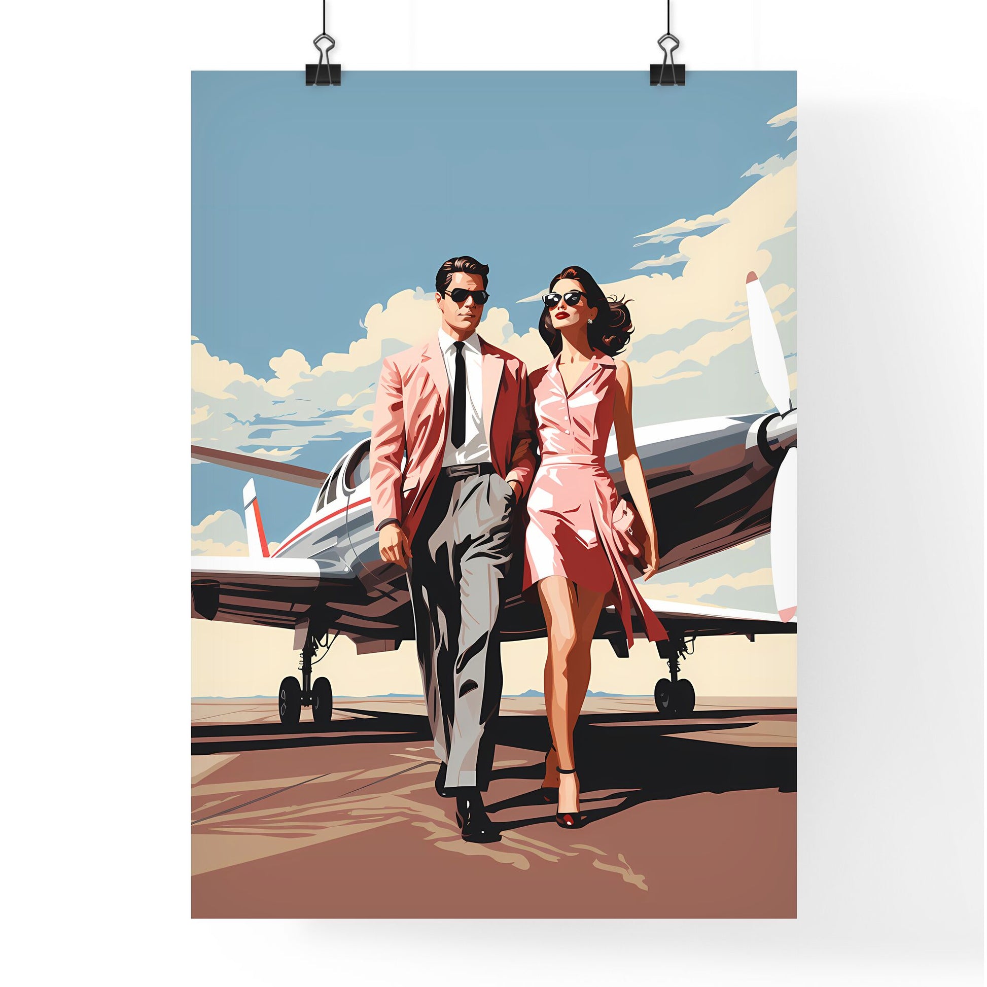 Fashion - A Man And Woman Standing Next To A Plane Default Title