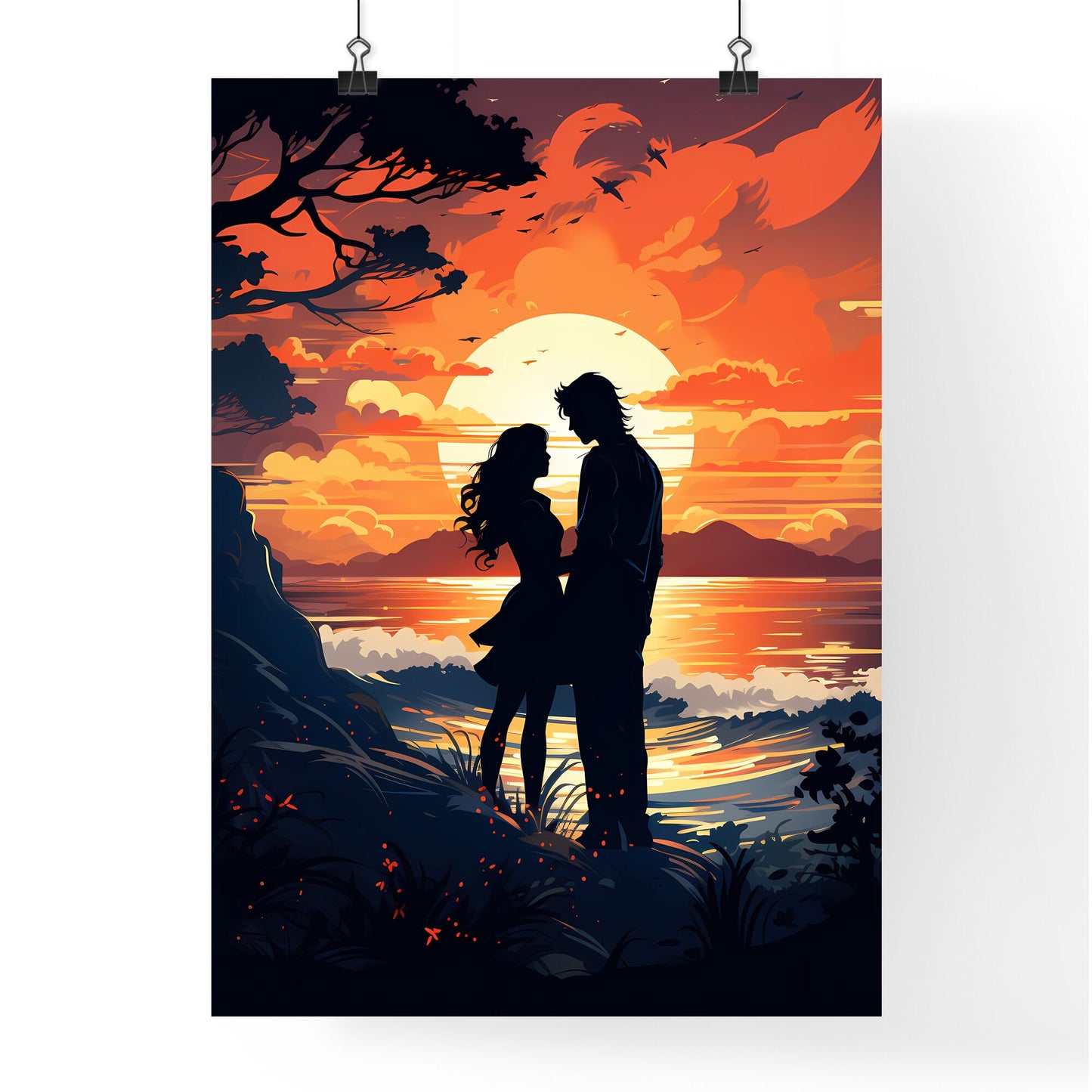 More Than Friends - A Man And Woman Standing On A Hill With A Sunset Behind Them Default Title