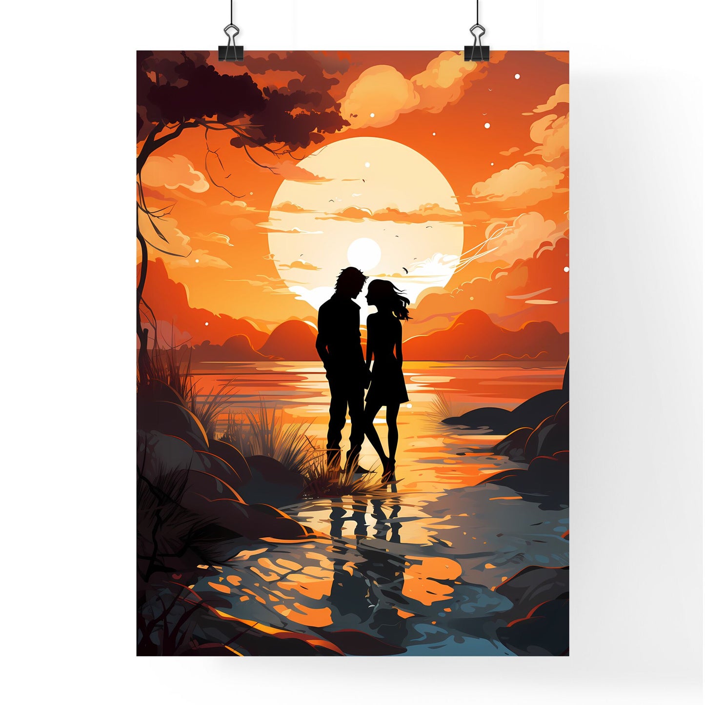 More Than Friends - A Couple Standing In Water With A Sunset Behind Them Default Title