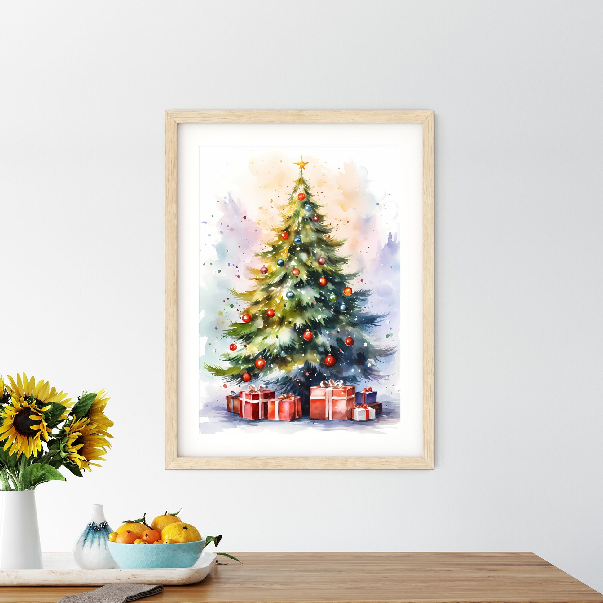 Holidays - A Watercolor Of A Christmas Tree With Presents Default Title