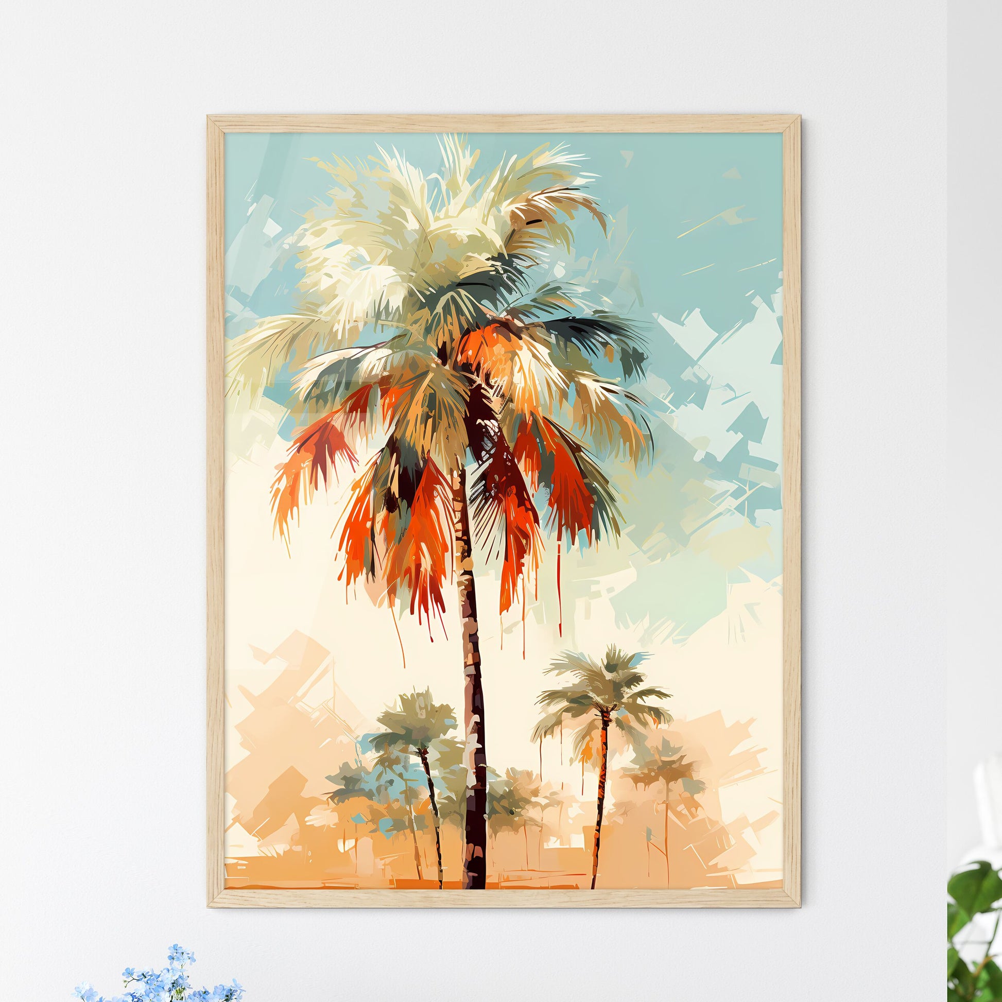 Vintage - A Palm Trees In The Su - Framed Art Print