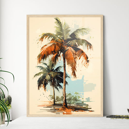 Vintage - A Palm Trees On A Beac - Framed Art Print