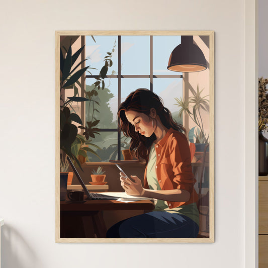 Homeoffice - A Woman Sitting At A Table With A Laptop And A Phone Default Title
