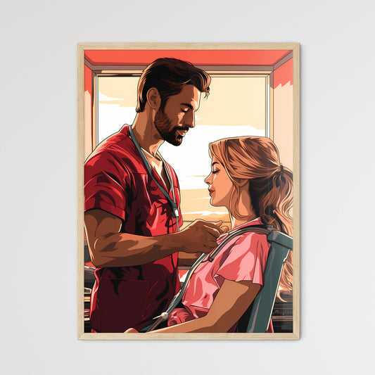 A Man In A Red Scrubs Holding A Woman's Neck Default Title