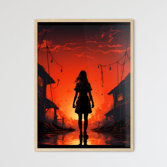 A Woman Standing In Front Of A Red Sky Default Title