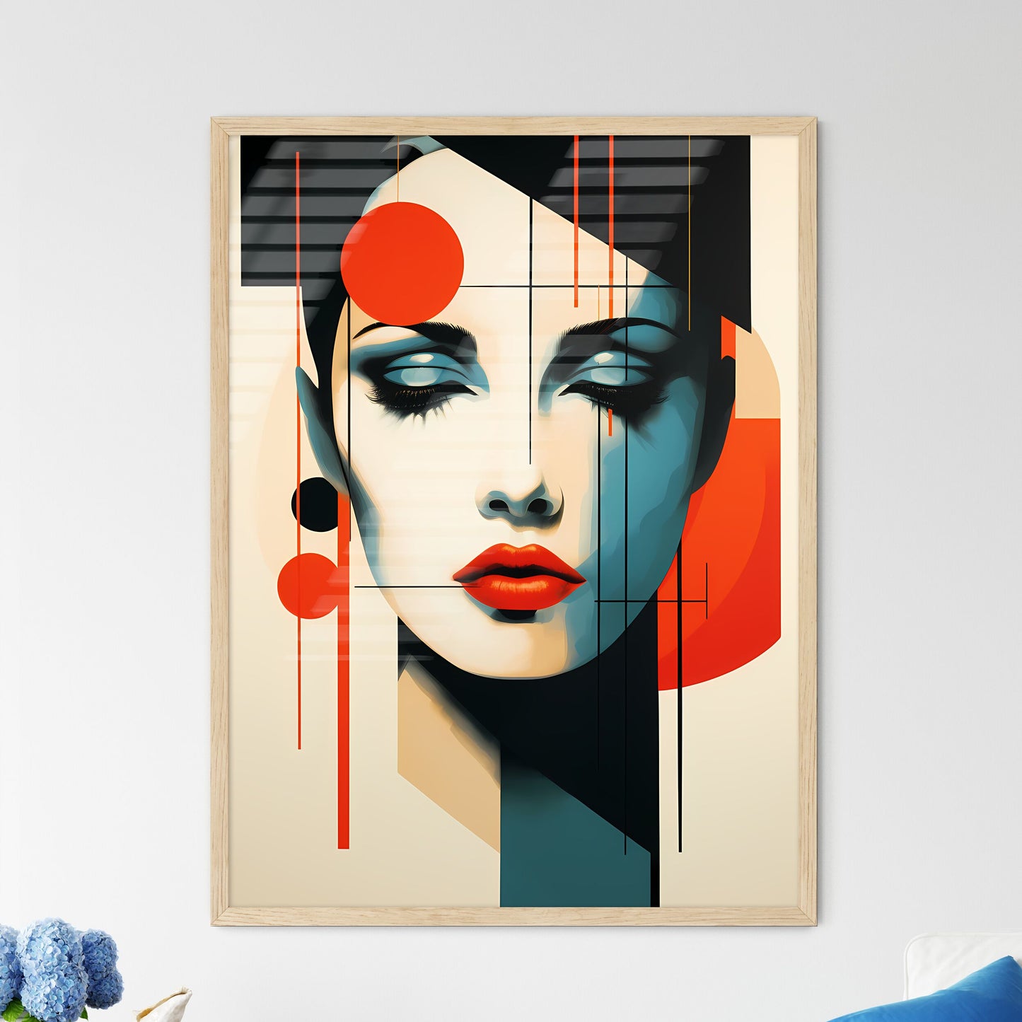 Modernism - A Woman's Face With Red Lips And Black Hair Default Title