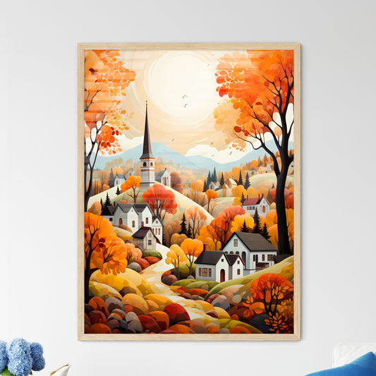 French Autumn - A Painting Of A Village With Trees And A Church Default Title