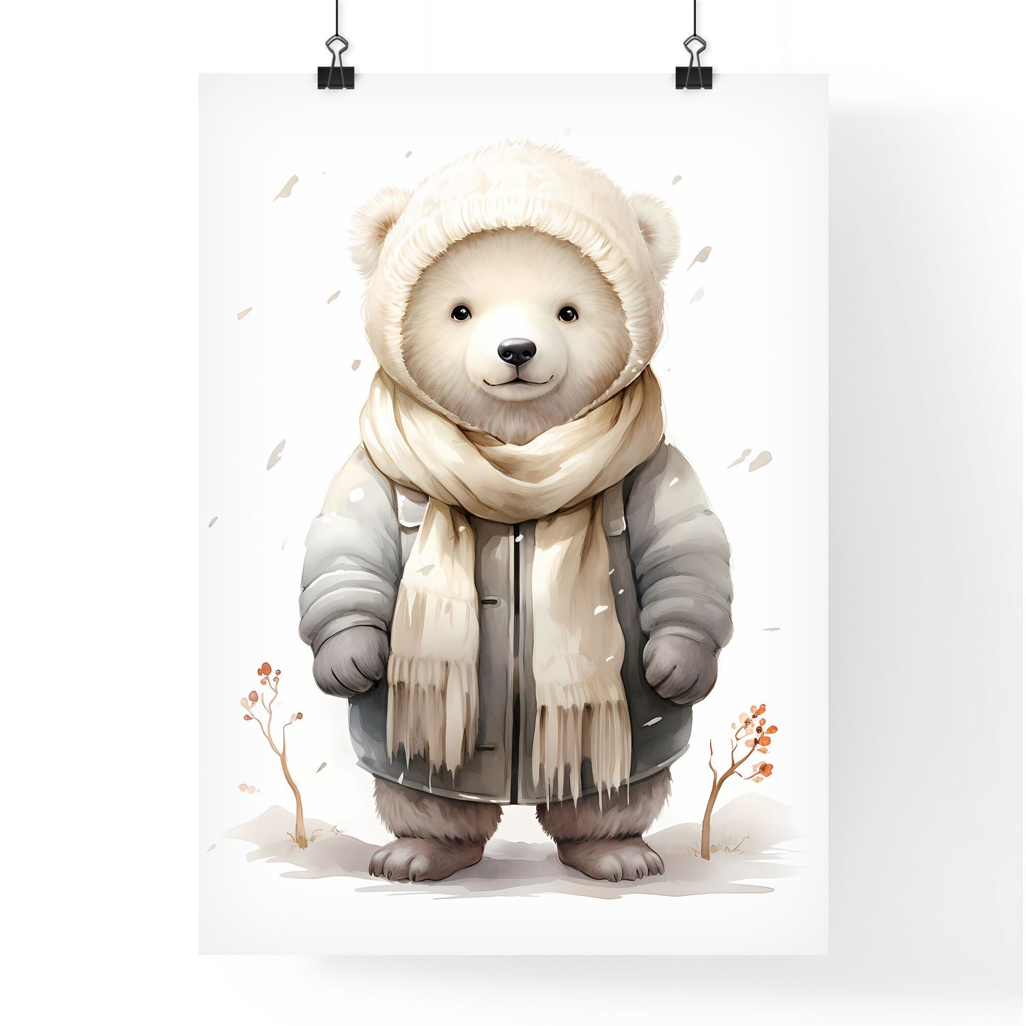 Winter Times - A Cartoon Of A Bear Wearing A Hat And Scarf Default Title