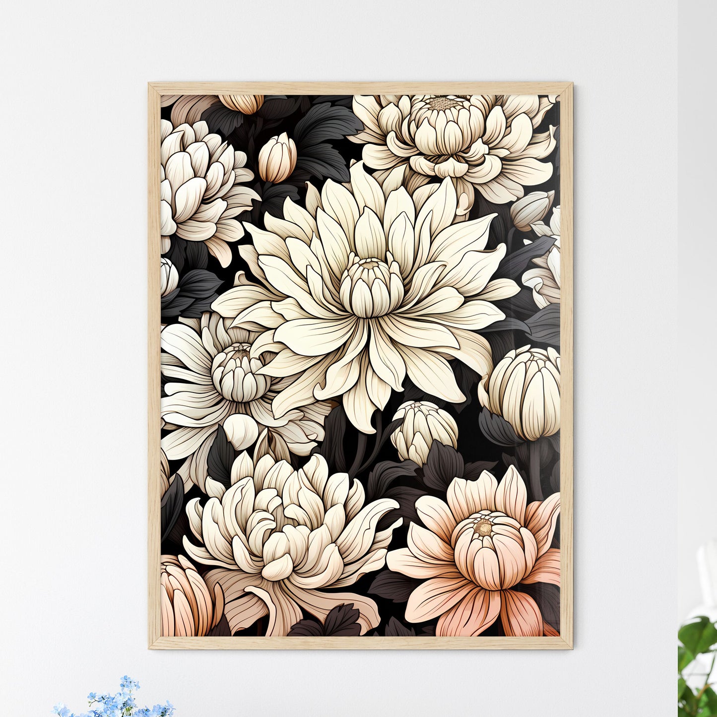 Coloring Book - A Close Up Of Flower - Framed Art Print