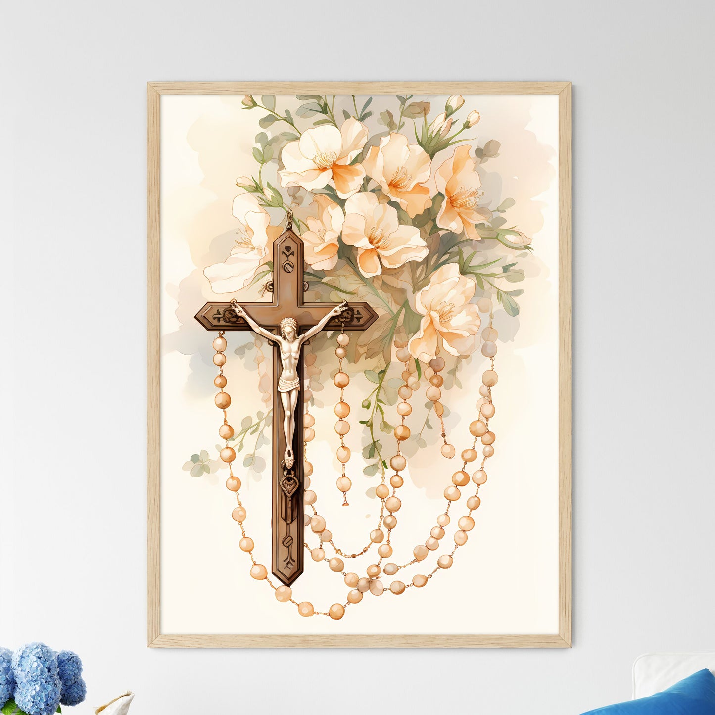 Christ - A Cross With A Crucifix And Beads From A Bouquet Of Flowers Default Title