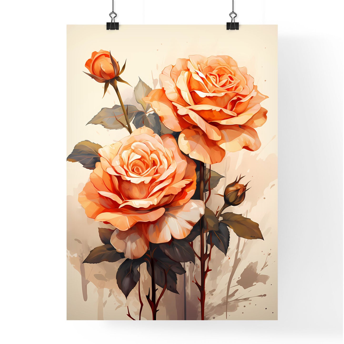 A Painting Of Orange Roses Default Title