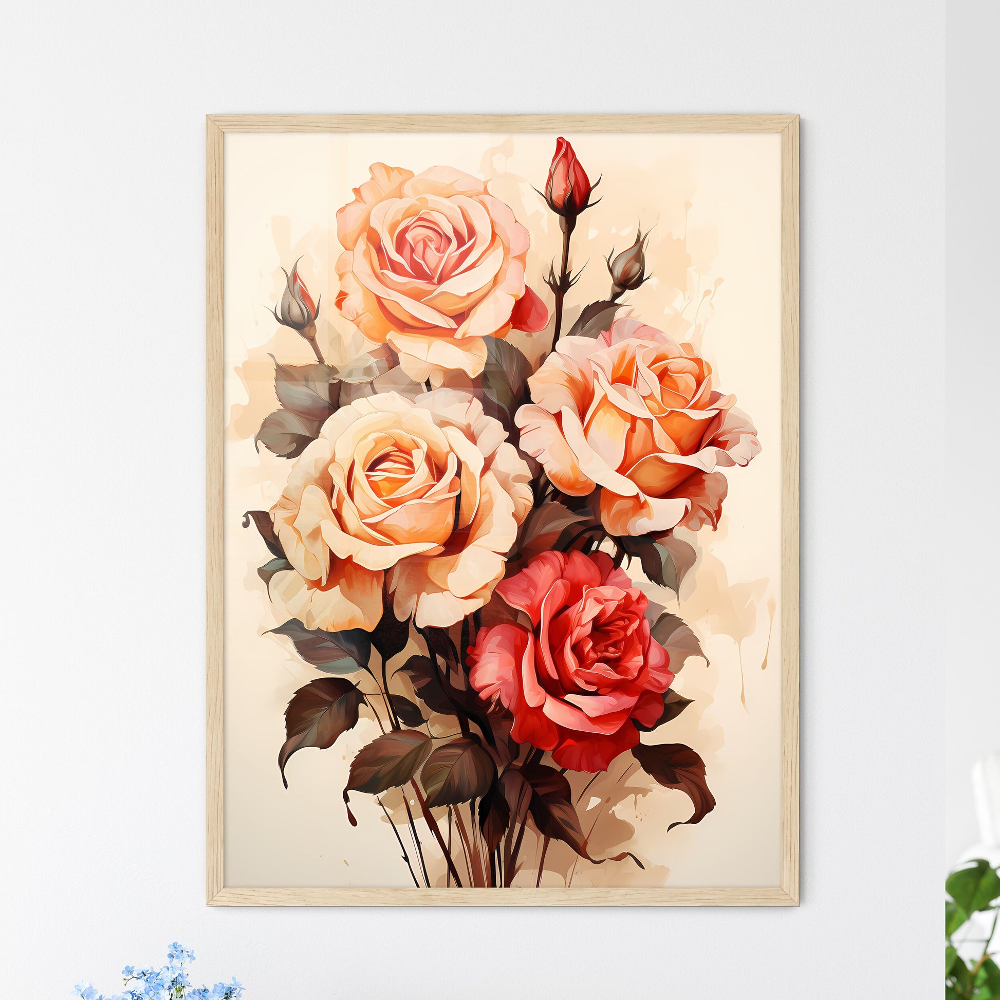 A Painting Of Flowers On A White Background Default Title