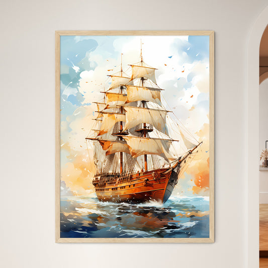Exploration - A Painting Of A Ship With White Sails Default Title
