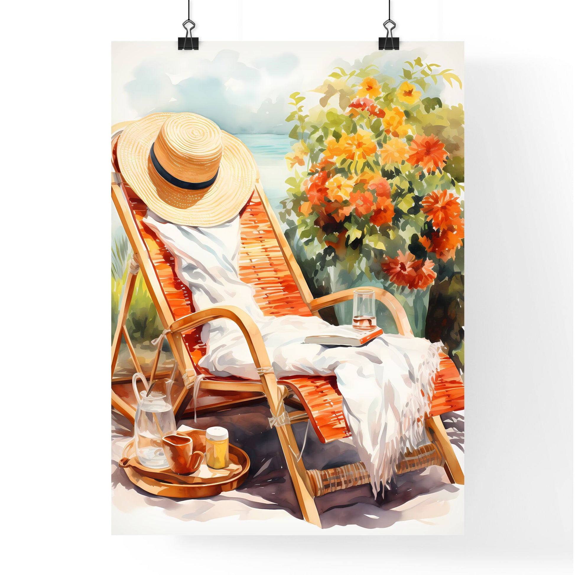 Leisure Time - A Painting Of A Chair With A Hat And A Book Default Title