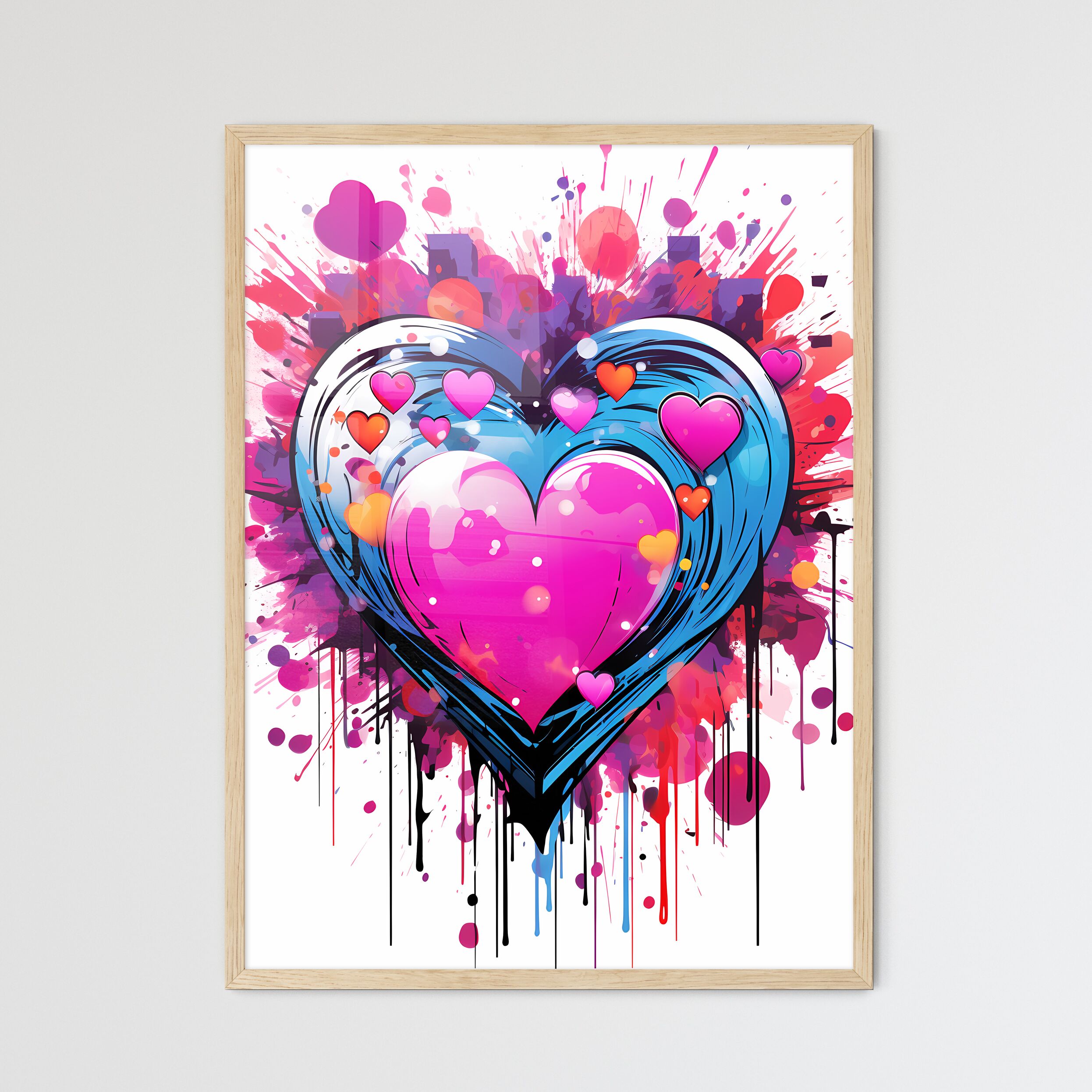 Pink and outlets grey heart Painting