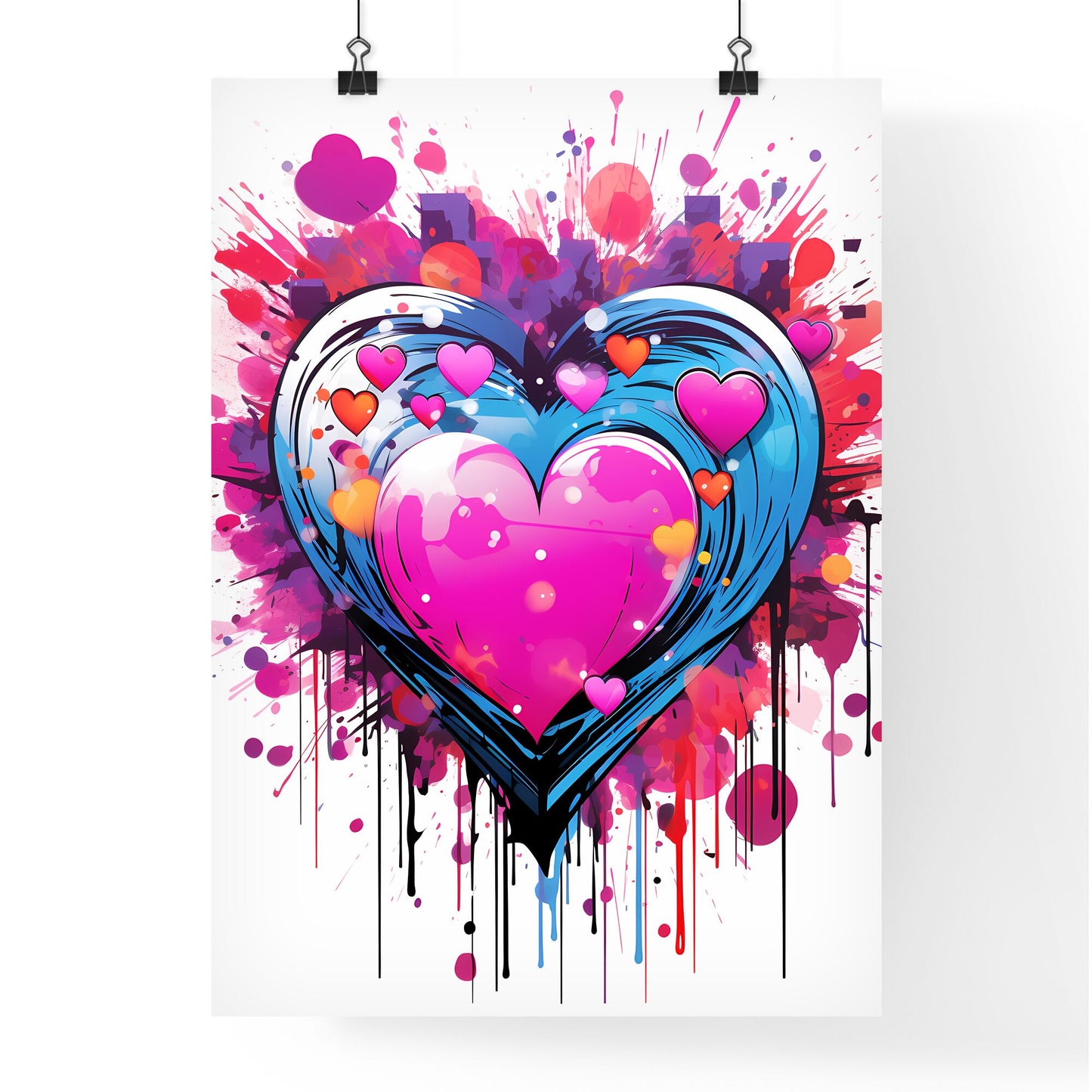 Love - A Heart With Pink And Blue Paint Splatter Default Title