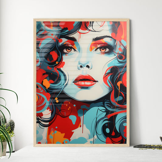 Styling - A Painting Of A Woman With Red Lips And Blue Eyes Default Title