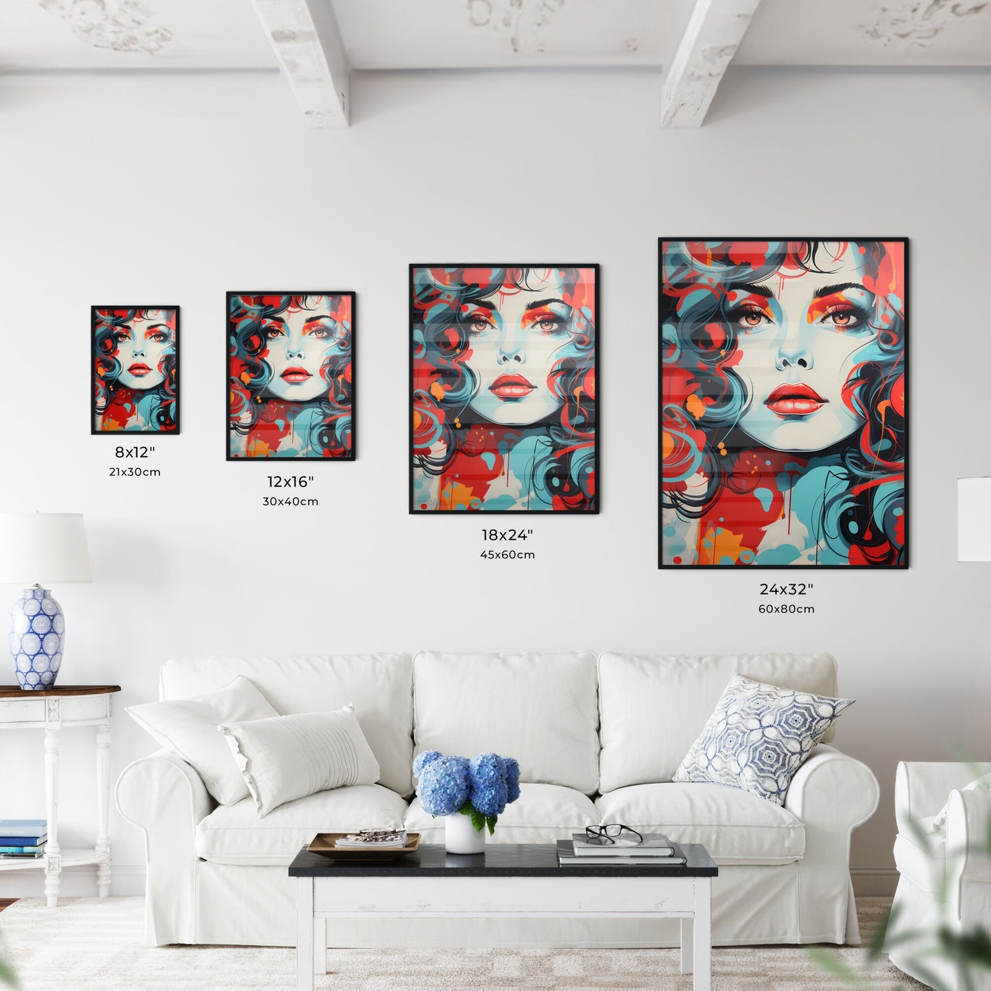 Styling - A Painting Of A Woman With Red Lips And Blue Eyes Default Title