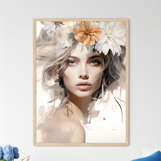 Hair Stylist - A Woman With Flowers In Her H - Framed Art Print