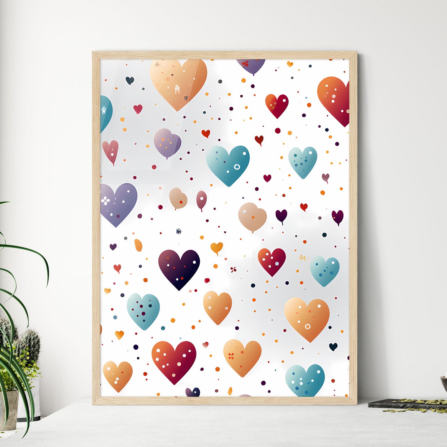A Pattern Of Colorful Heart - Framed Art Print