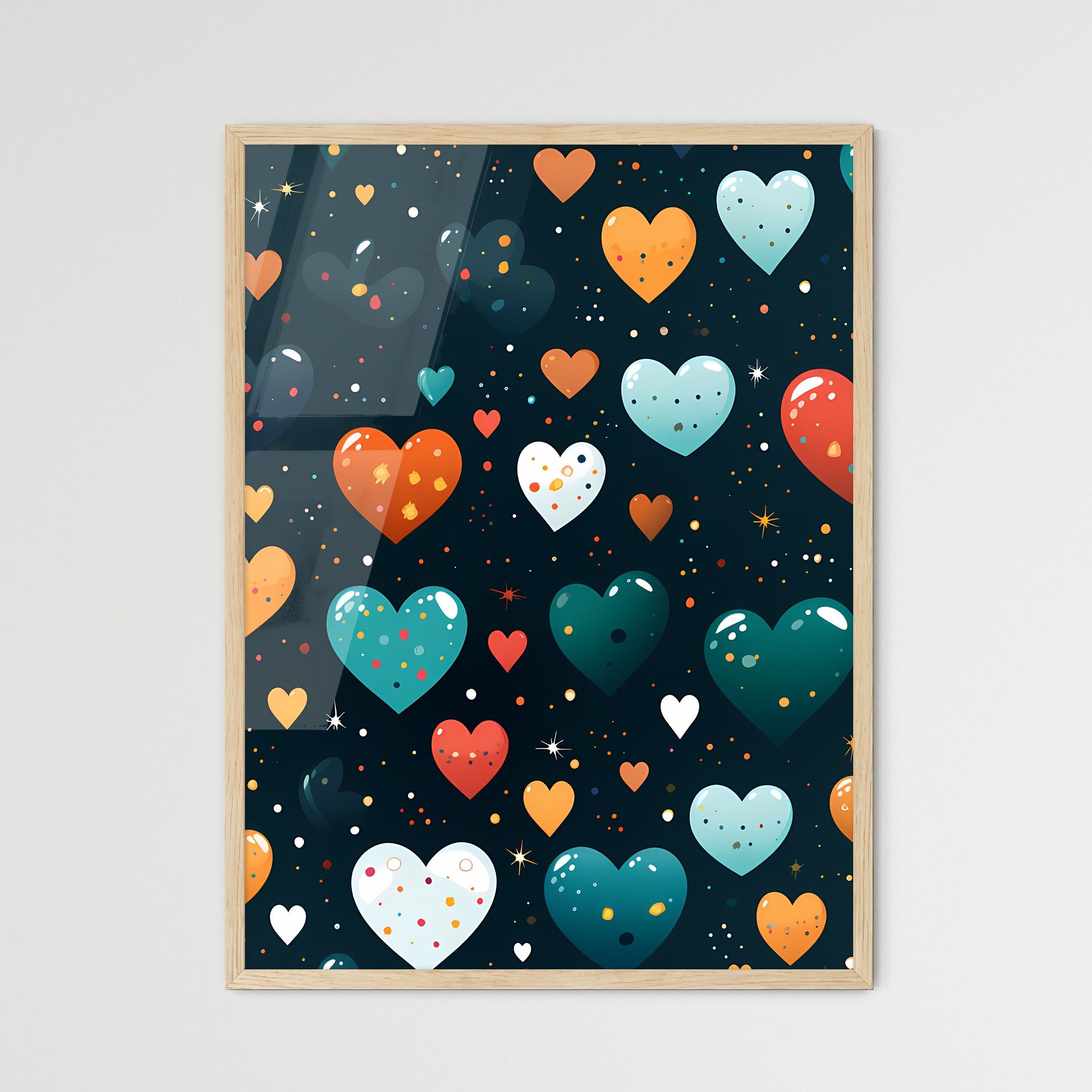 A Pattern Of Colorful Heart - Framed Art Print