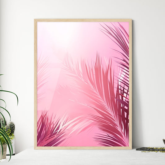 A Pink Background With Palm Leaves Default Title