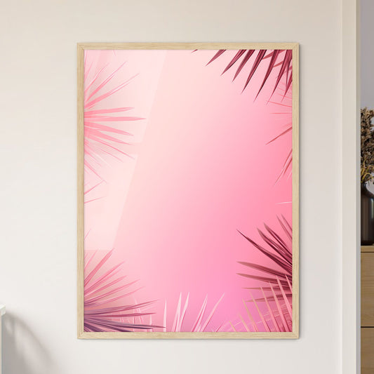 A Pink Background With Palm Leaves Default Title