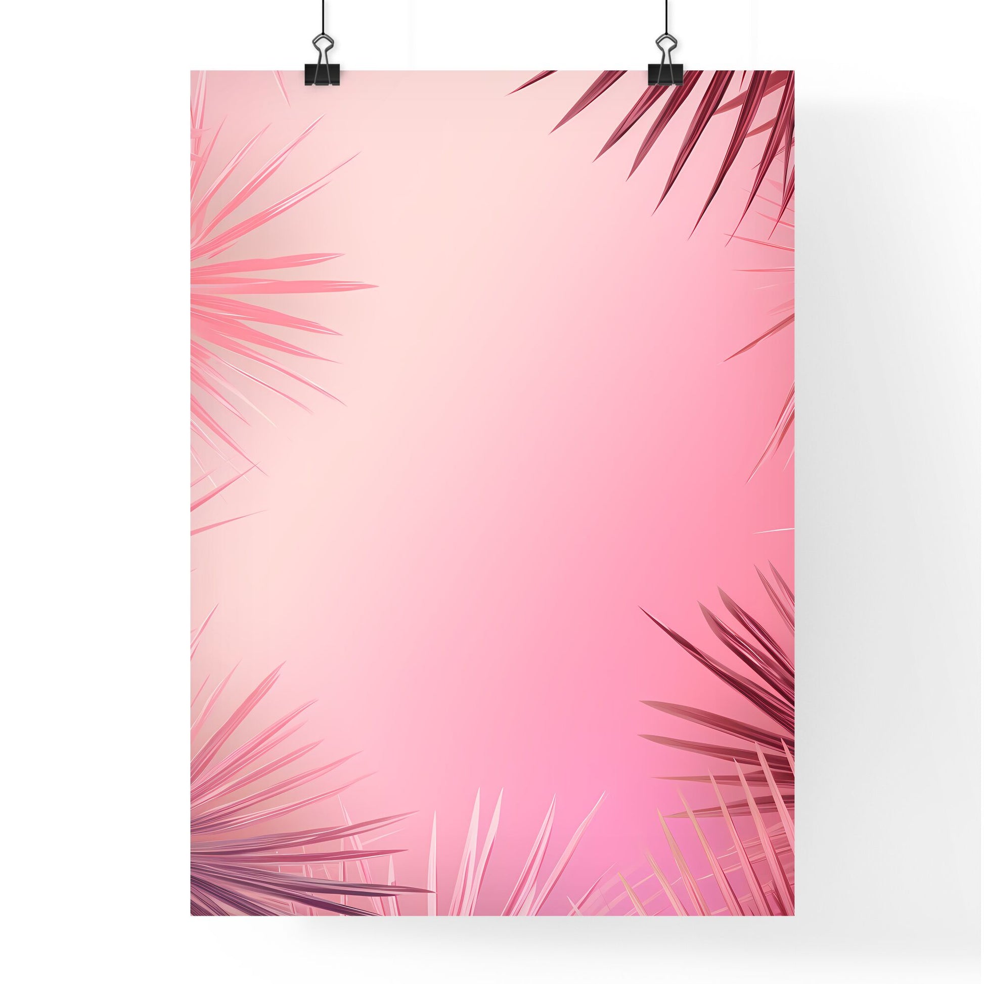 A Pink Background With Palm Leaves Default Title