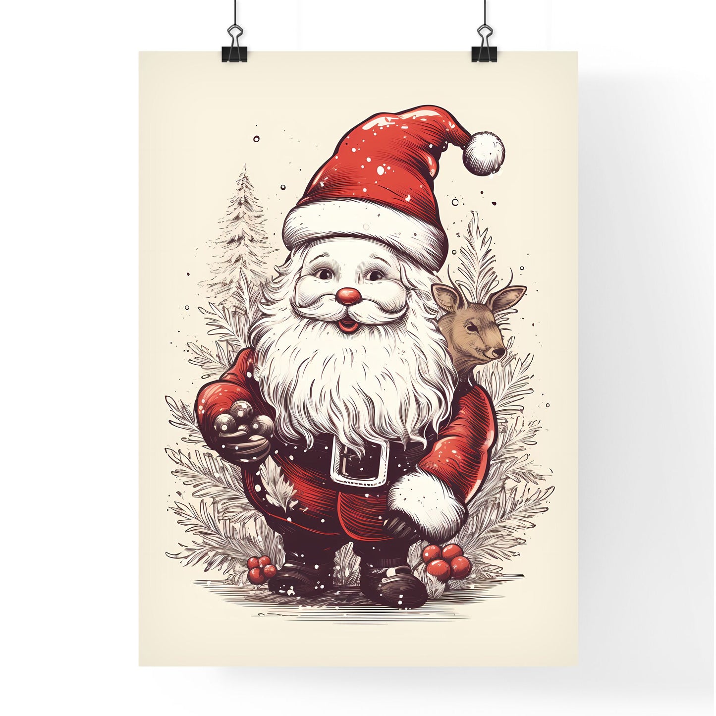 A Cartoon Of A Santa Claus Holding A Deer Default Title