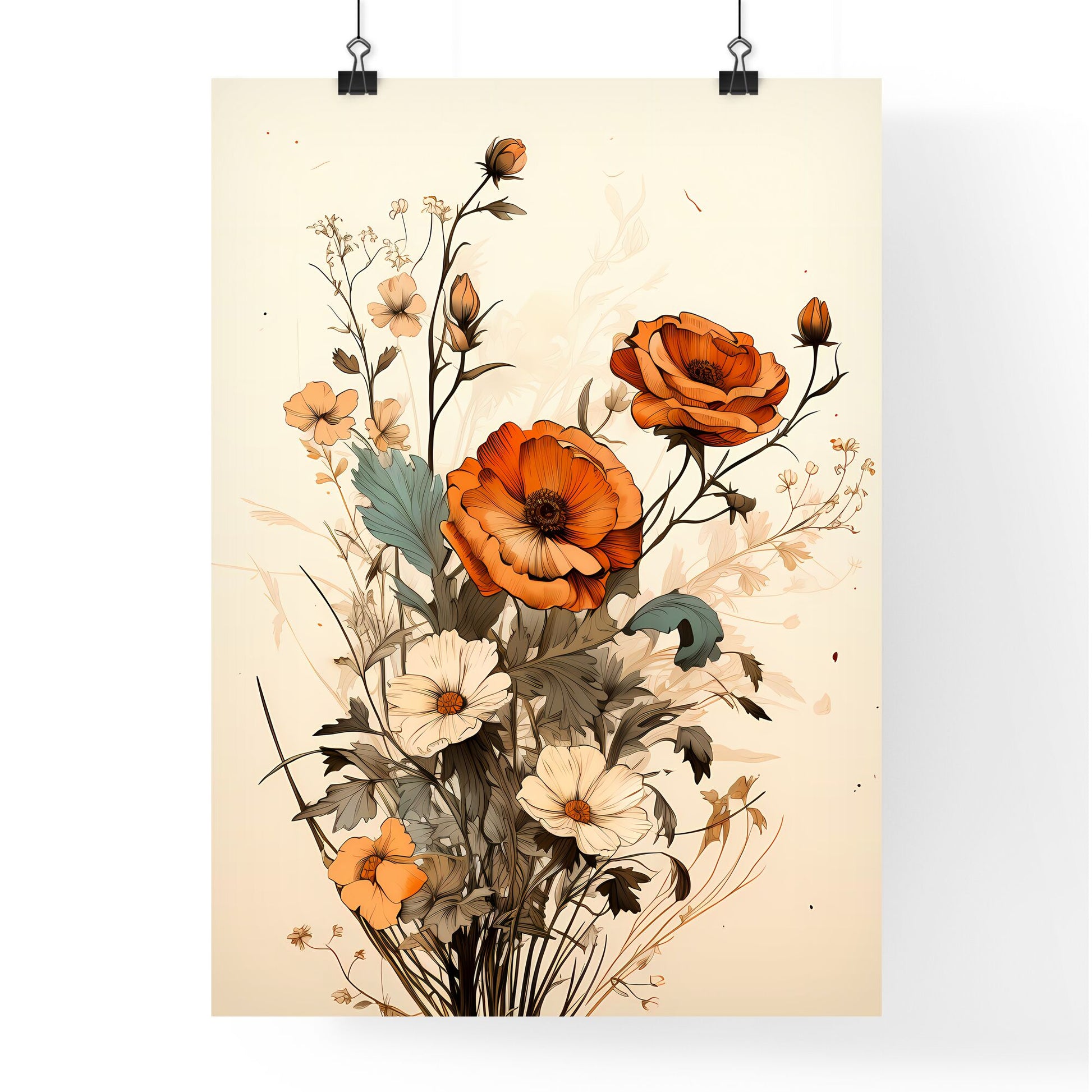 A Painting Of Flowers On A White Background Default Title