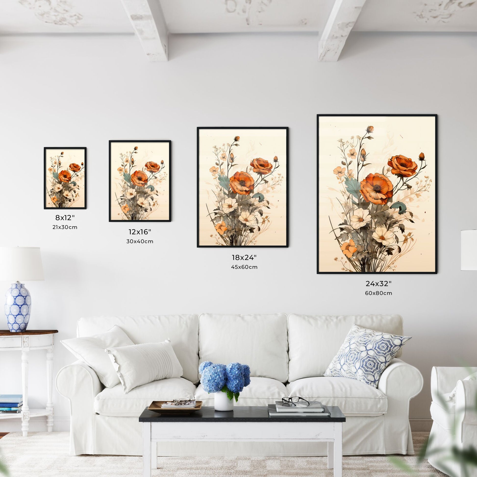 A Painting Of Flowers On A White Background Default Title