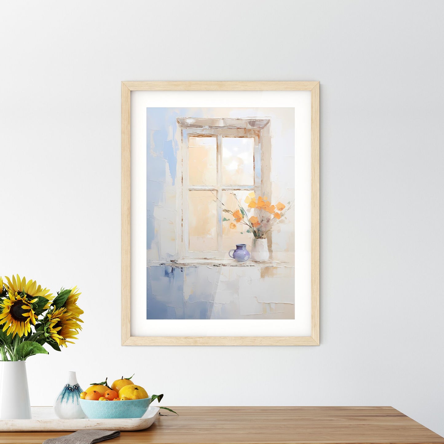 A Painting Of A Vase Of Flowers On A Window Sill Default Title