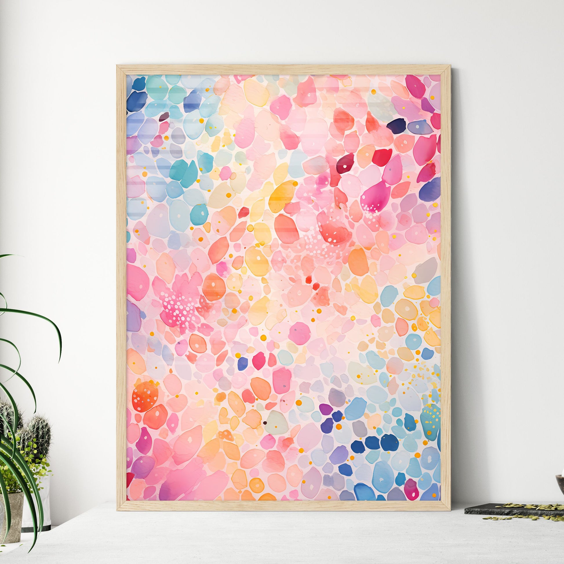 A Colorful Background With Dot - Framed Art Print