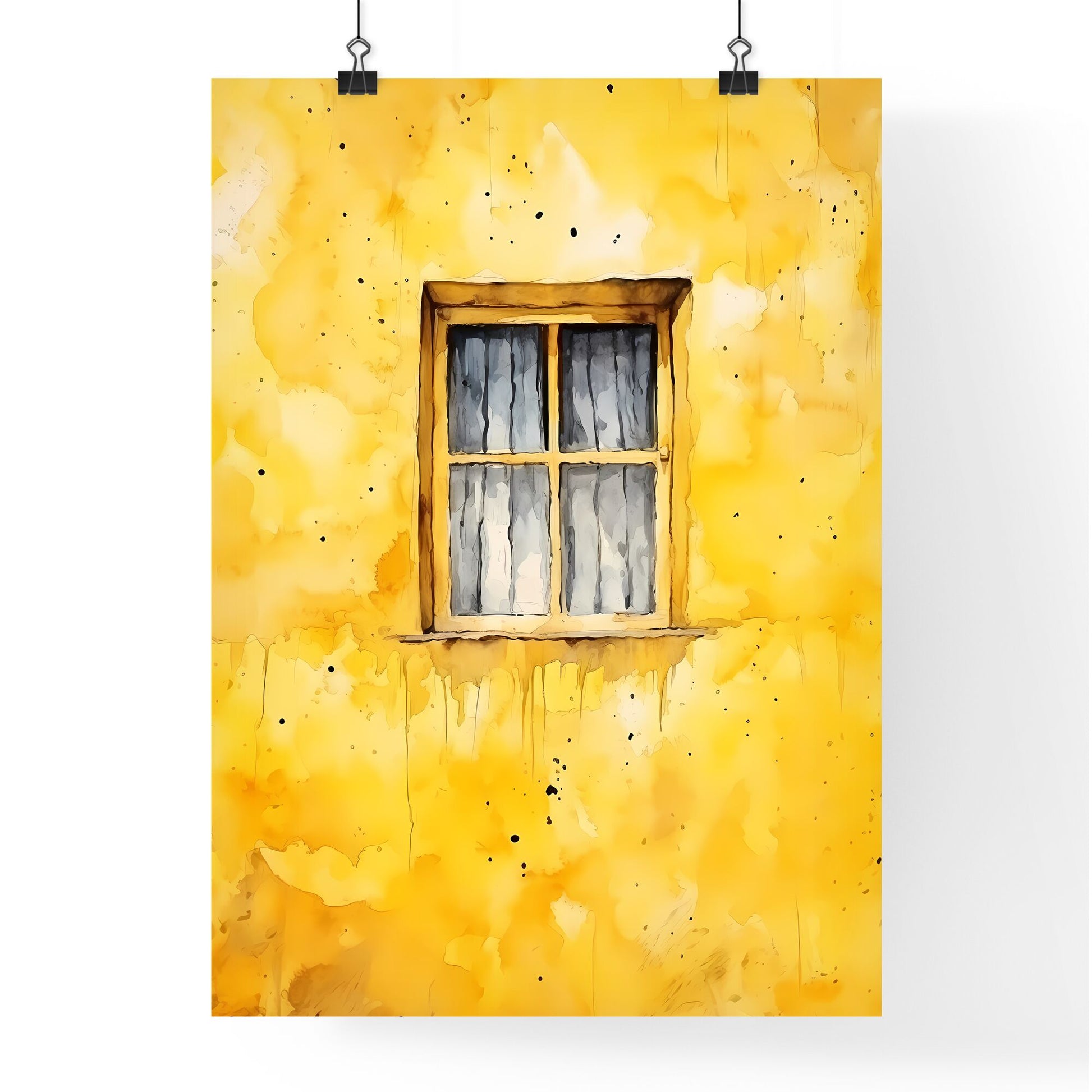 A Painting Of A Window On A Yellow Wall Default Title