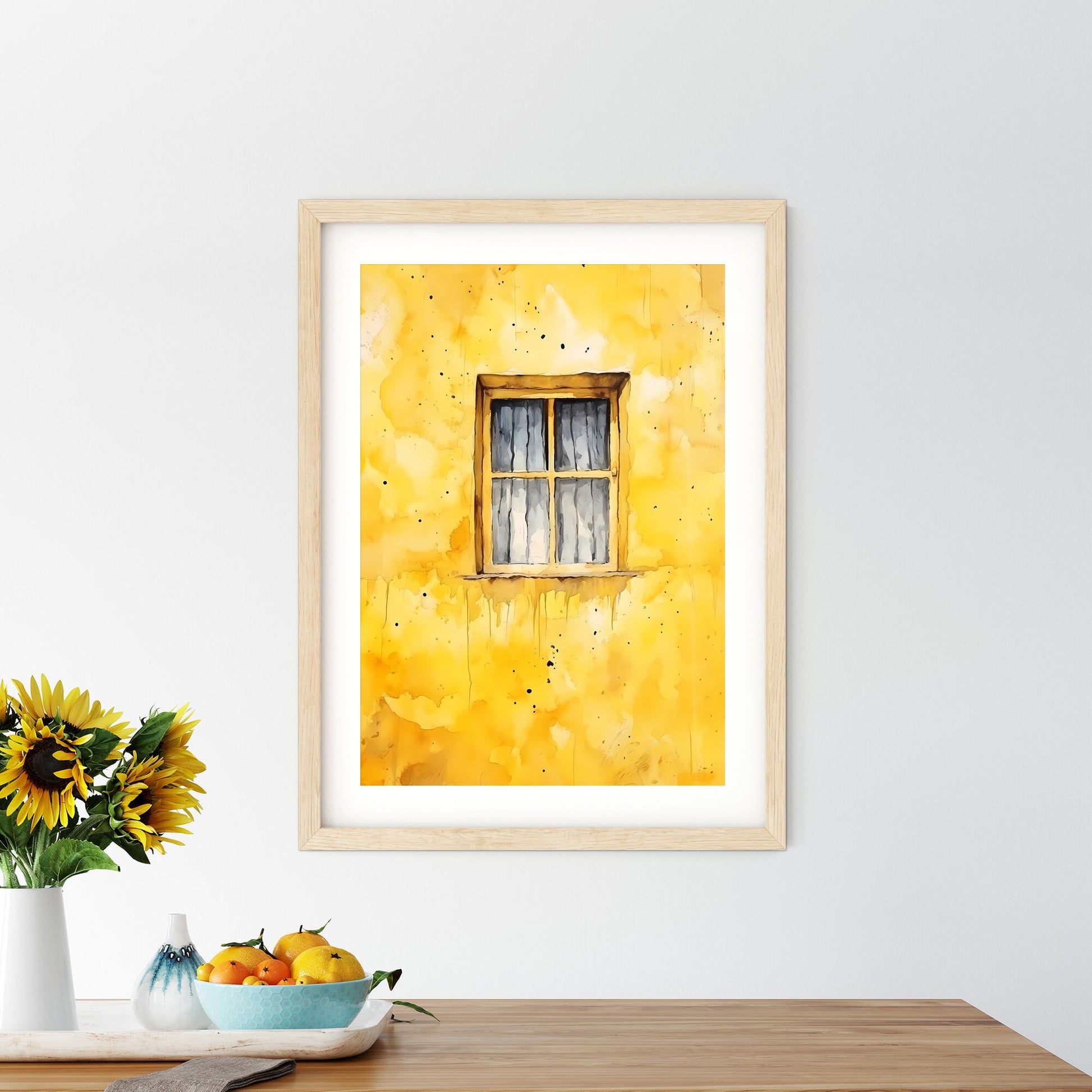 A Painting Of A Window On A Yellow Wall Default Title