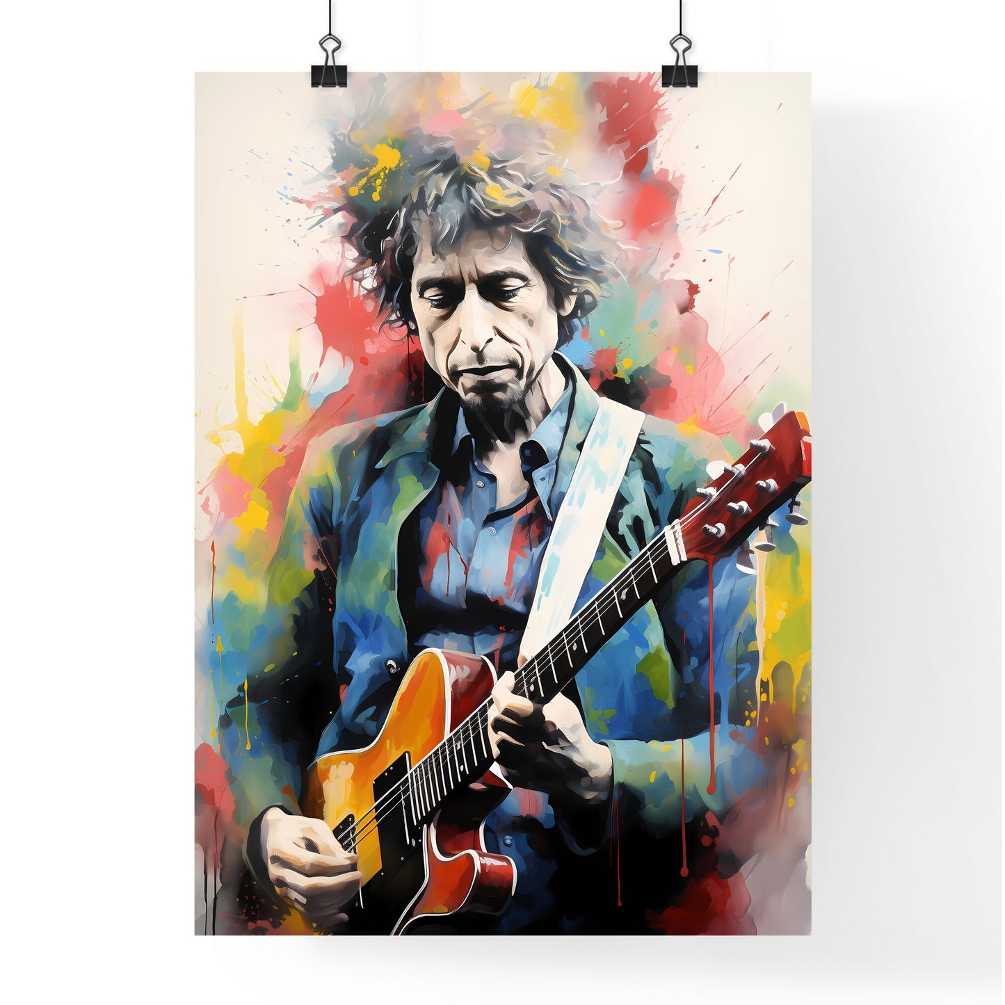 Bob Dylan - A Man Playing A Guitar Default Title