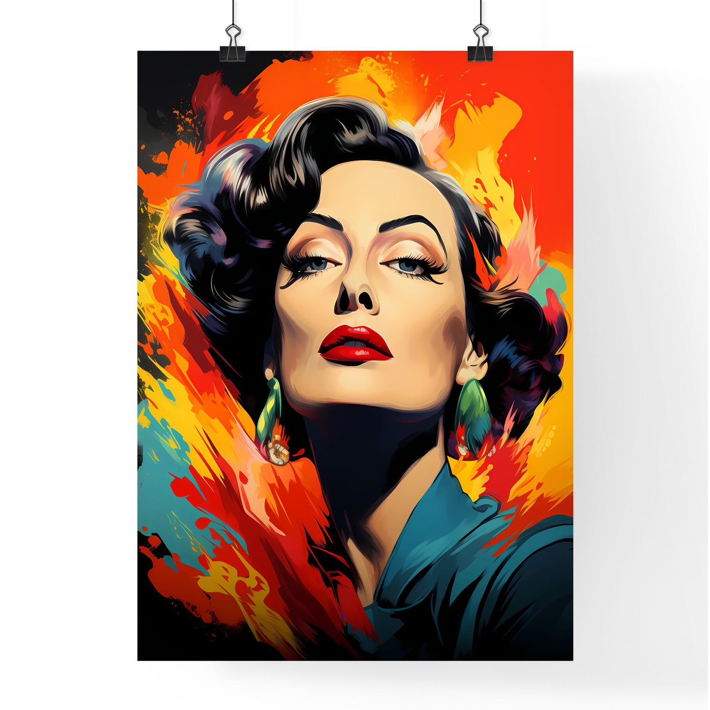 Joan Crawford - A Woman With Red Lipstick And Earrings Default Title