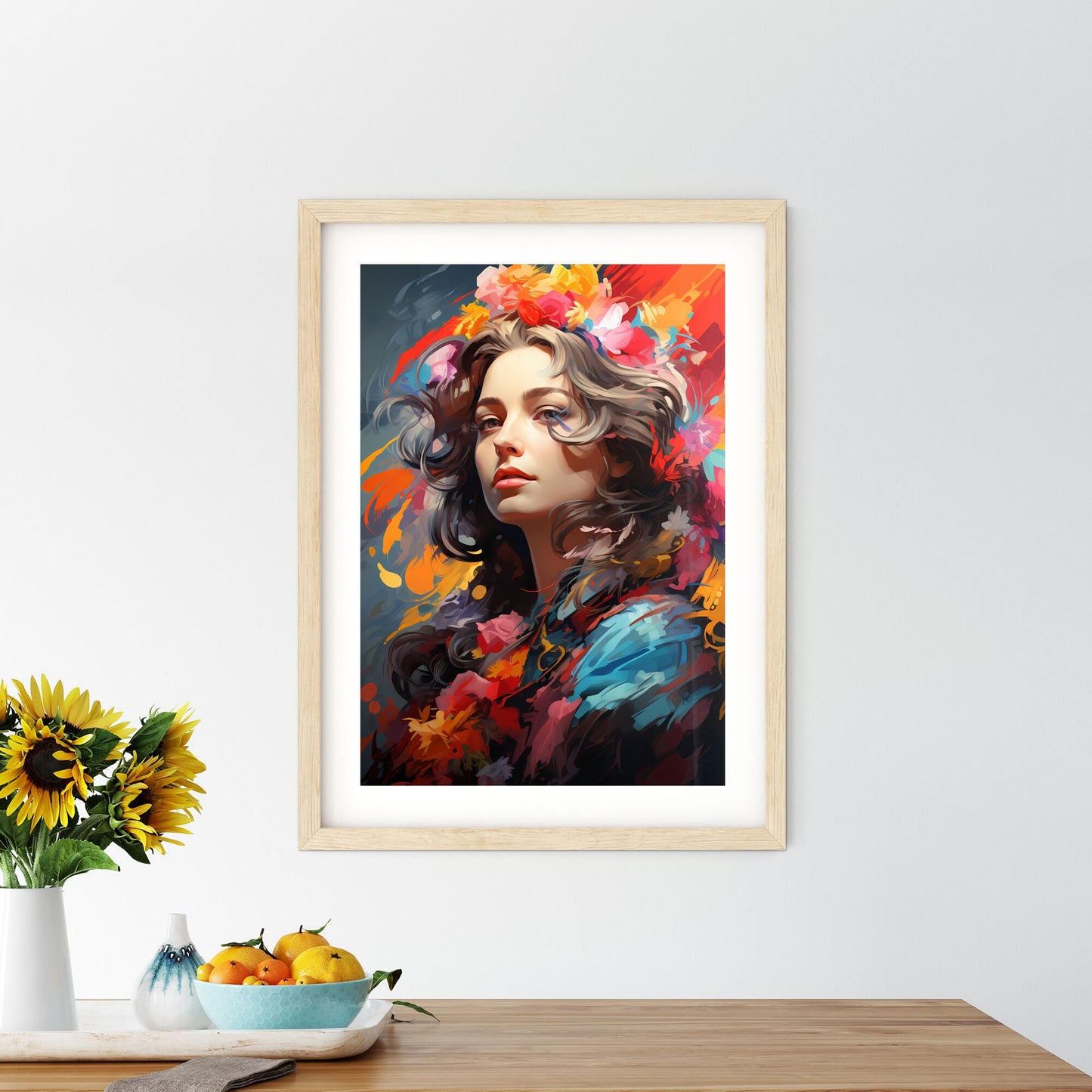 Maria Theresa - A Woman With Long Hair And Colorful Flowers Default Title