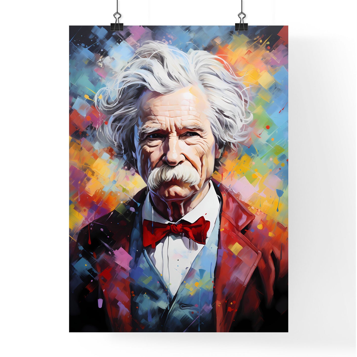 Mark Twain - A Painting Of A Man With A Mustache And A Bow Tie Default Title