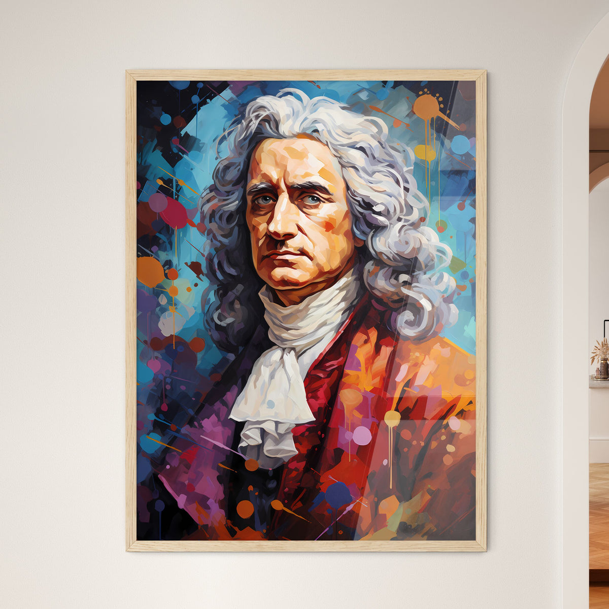 Newton Races Print Sir Isaac Newton - A Painting Of A Man With - Framed Art Print – HEBSTREIT