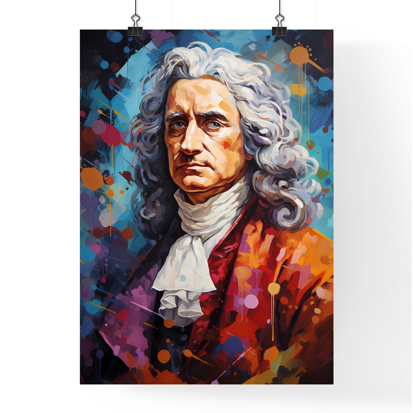 Sir Isaac Newton - A Painting Of A Man With Long White Hair Default Title