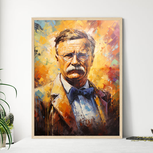 Theodore Roosevelt - A Painting Of A Man With A Mustache Wearing Glasses And A Bow Tie Default Title