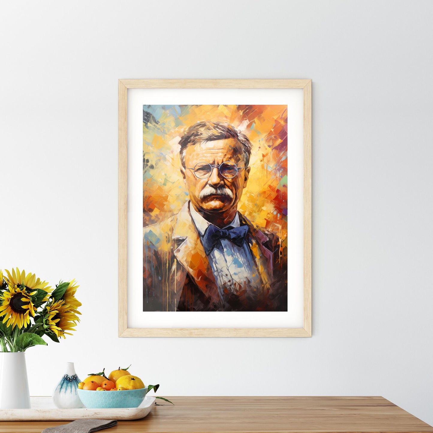 Theodore Roosevelt - A Painting Of A Man With A Mustache Wearing Glasses And A Bow Tie Default Title