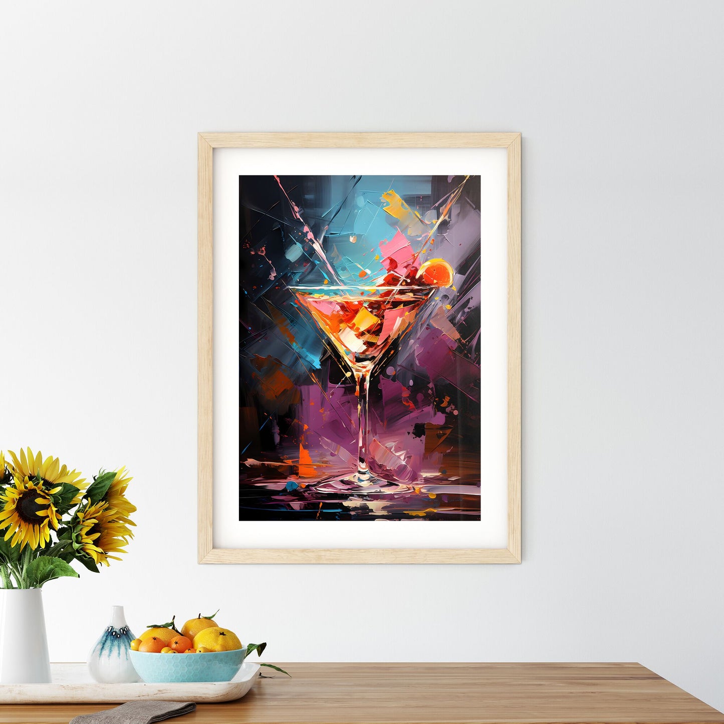 A Cosmopolitan Or Informally A Cosmo Cocktail - A Colorful Painting Of A Martini Glass Default Title