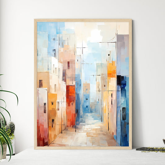Abstract Art Of Cityscapeillustration Painting - A Painting Of A Street With Buildings Default Title