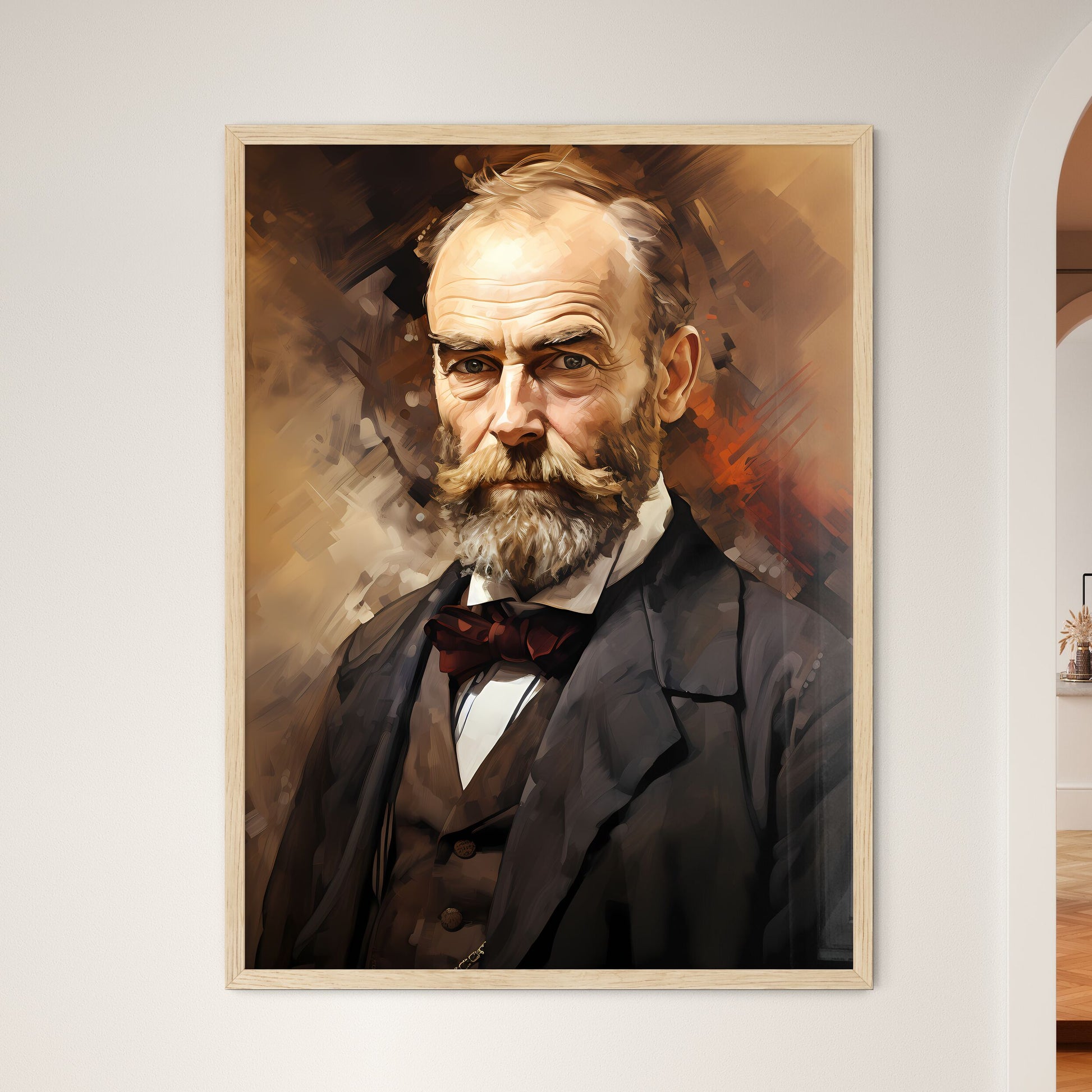 Alfred Nobel Watercolour Sketch Portrait  Framed Print