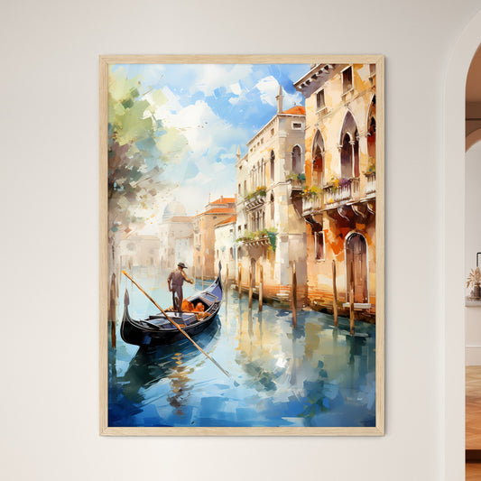 Amazing Venice - Artwork In Painting Style - A Painting Of A Gondola On A Canal With Buildings And Trees Default Title