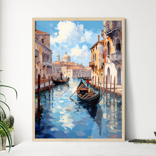 Amazing Venice - Artwork In Painting Style - A Gondolas On A Canal In A City Framed Art